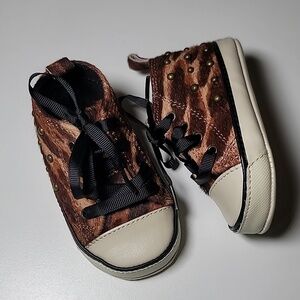 NWOT RALPH LAUREN POLO Calf Hair Leather Baby Sneakers Lace Up